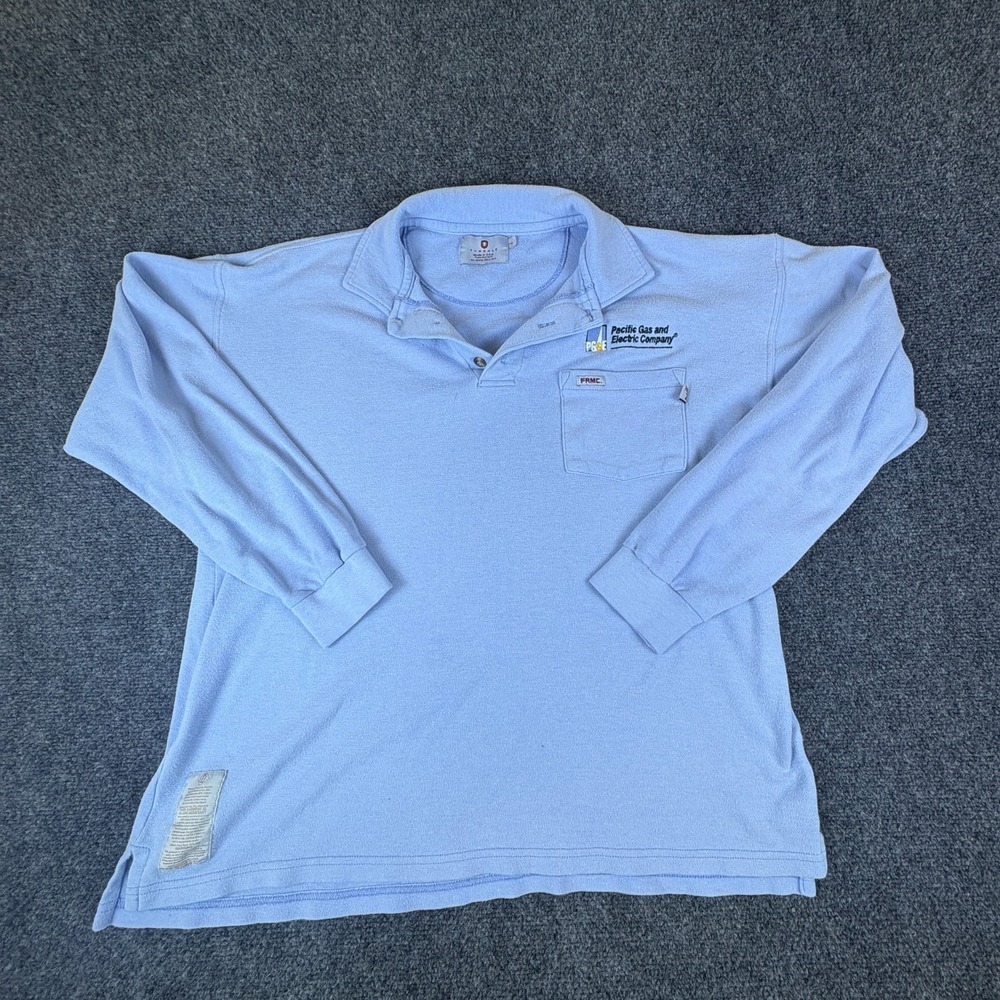 Tyndale Polo Shirt Mens Large Blue Flame Resistant Pacific Gas Electric Company